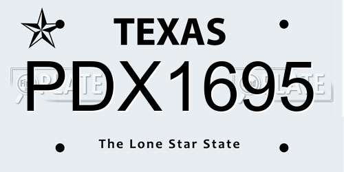 PDX1695 Texas License Plate