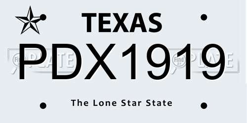 PDX1919 Texas License Plate