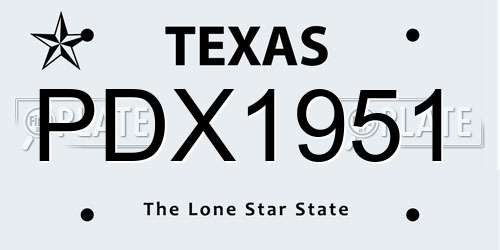 PDX1951 Texas License Plate