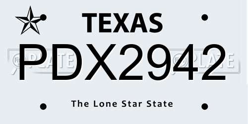 PDX2942 Texas License Plate