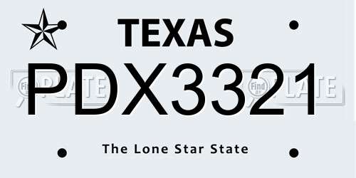 PDX3321 Texas License Plate