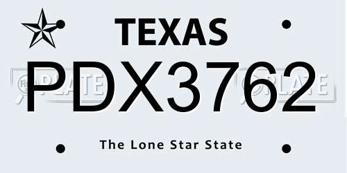 PDX3762 Texas License Plate