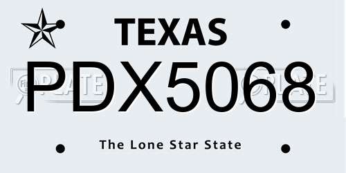 PDX5068 Texas License Plate