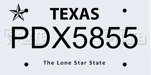 PDX5855 Texas License Plate
