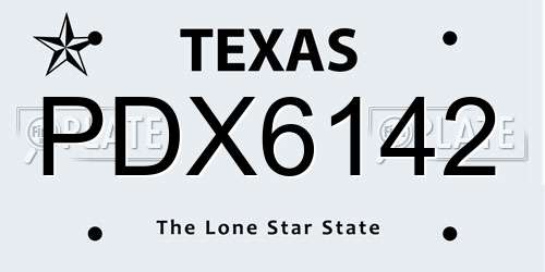 PDX6142 Texas License Plate