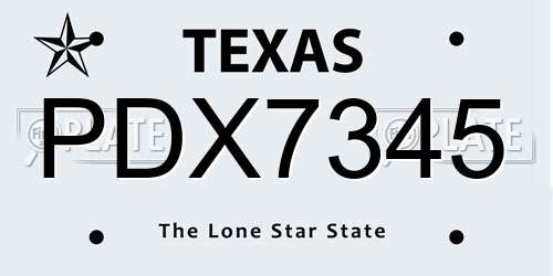 PDX7345 Texas License Plate