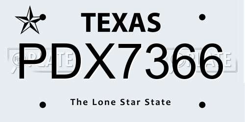 PDX7366 Texas License Plate