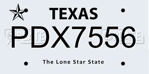 PDX7556 Texas License Plate
