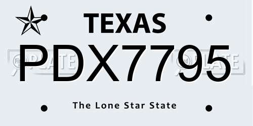 PDX7795 Texas License Plate