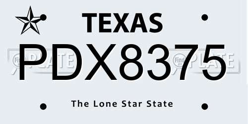 PDX8375 Texas License Plate