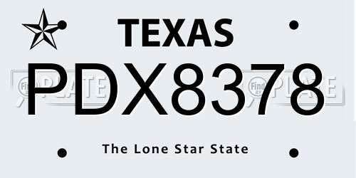 PDX8378 Texas License Plate