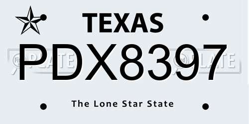 PDX8397 Texas License Plate