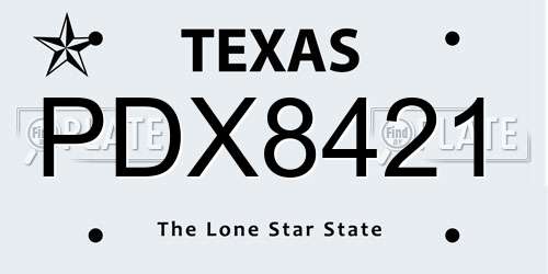 PDX8421 Texas License Plate