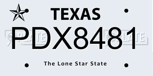 PDX8481 Texas License Plate