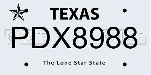 PDX8988 Texas License Plate