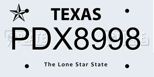 PDX8998 Texas License Plate