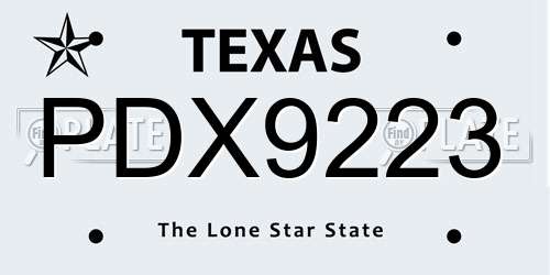 PDX9223 Texas License Plate