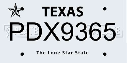 PDX9365 Texas License Plate