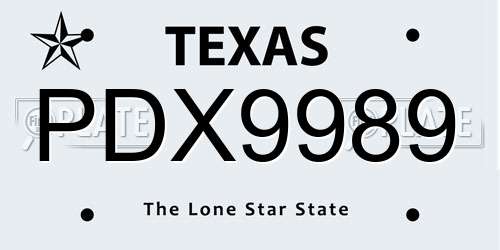 PDX9989 Texas License Plate