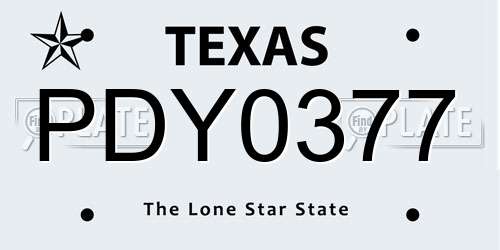 PDY0377 Texas License Plate