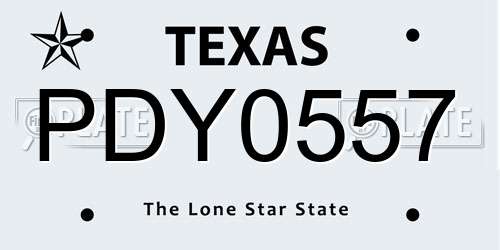 PDY0557 Texas License Plate
