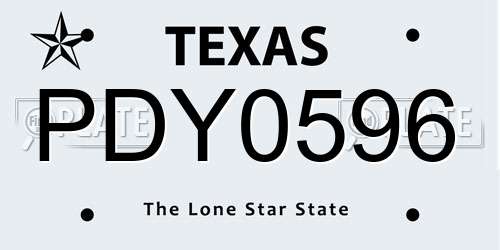 PDY0596 Texas License Plate