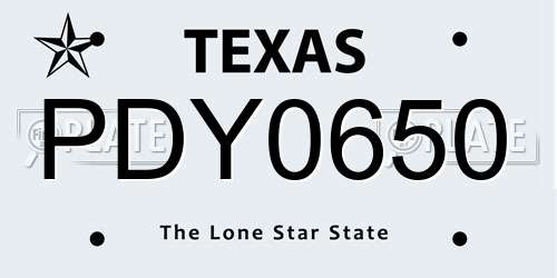 PDY0650 Texas License Plate