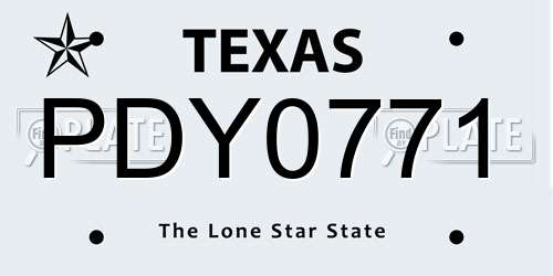 PDY0771 Texas License Plate
