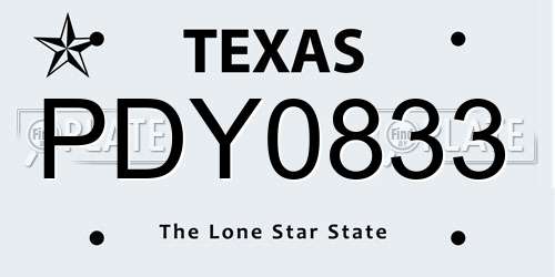 PDY0833 Texas License Plate