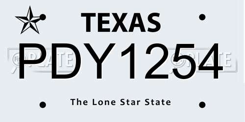 PDY1254 Texas License Plate