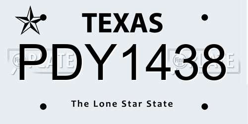 PDY1438 Texas License Plate