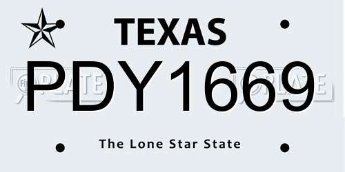 PDY1669 Texas License Plate