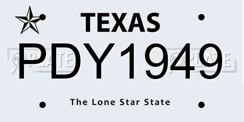 PDY1949 Texas License Plate