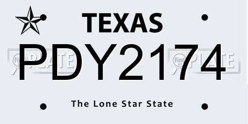 PDY2174 Texas License Plate