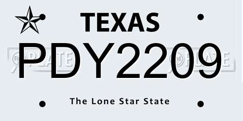 PDY2209 Texas License Plate