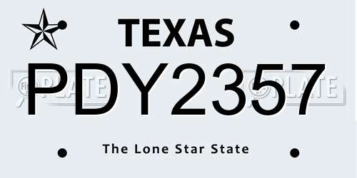 PDY2357 Texas License Plate