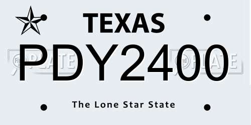 PDY2400 Texas License Plate