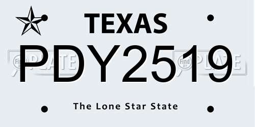 PDY2519 Texas License Plate