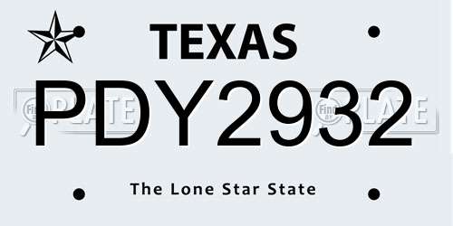 PDY2932 Texas License Plate