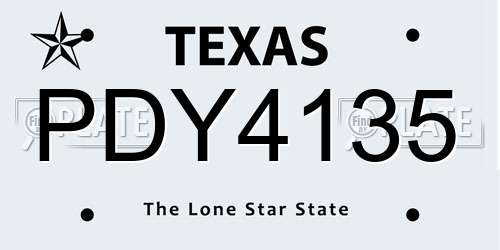 PDY4135 Texas License Plate