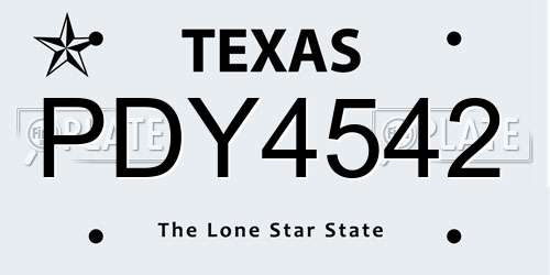 PDY4542 Texas License Plate