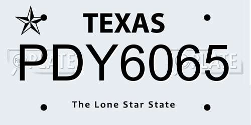 PDY6065 Texas License Plate