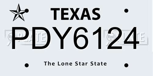 PDY6124 Texas License Plate
