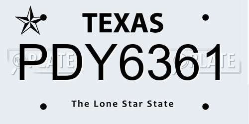 PDY6361 Texas License Plate