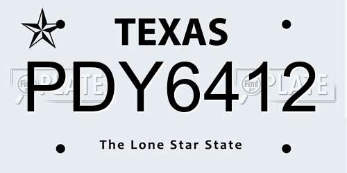 PDY6412 Texas License Plate