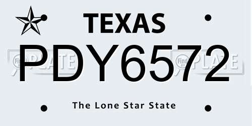 PDY6572 Texas License Plate