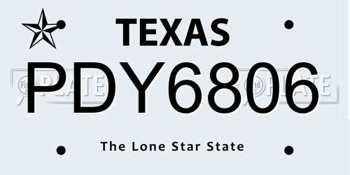 PDY6806 Texas License Plate