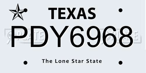 PDY6968 Texas License Plate