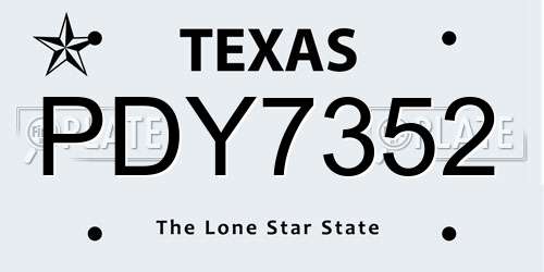 PDY7352 Texas License Plate