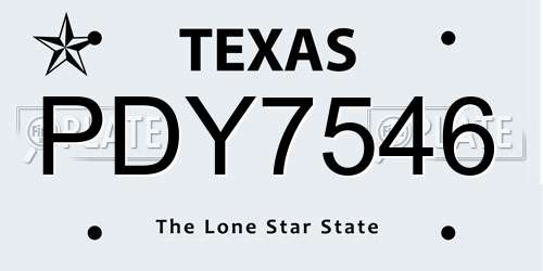 PDY7546 Texas License Plate